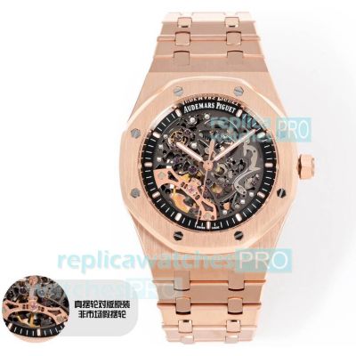 OMF New Clone Audemars Piguet Royal Oak Offshore Skeleton Rose Gold 3132 Watch 